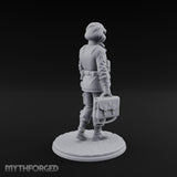 Kit Bag Lugging Pistol Swinging Human Resistance Fighter Miniature for Dungeons and Dragons, Pathfinder or other TTRPGs
