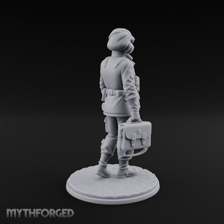 Kit Bag Lugging Pistol Swinging Human Resistance Fighter Miniature for Dungeons and Dragons, Pathfinder or other TTRPGs