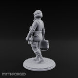 Kit Bag Lugging Pistol Swinging Human Resistance Fighter Miniature for Dungeons and Dragons, Pathfinder or other TTRPGs