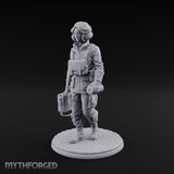 Kit Bag Lugging Pistol Swinging Human Resistance Fighter Miniature for Dungeons and Dragons, Pathfinder or other TTRPGs