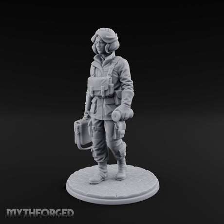 Kit Bag Lugging Pistol Swinging Human Resistance Fighter Miniature for Dungeons and Dragons, Pathfinder or other TTRPGs
