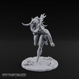 Knee Raised Charging Tiefling Warrior Miniature for Dungeons and Dragons, Pathfinder or other TTRPGs