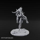 Knee Raised Charging Tiefling Warrior Miniature for Dungeons and Dragons, Pathfinder or other TTRPGs