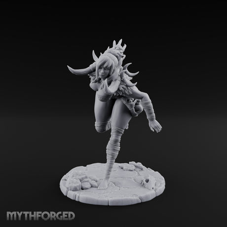 Knee Raised Charging Tiefling Warrior Miniature for Dungeons and Dragons, Pathfinder or other TTRPGs