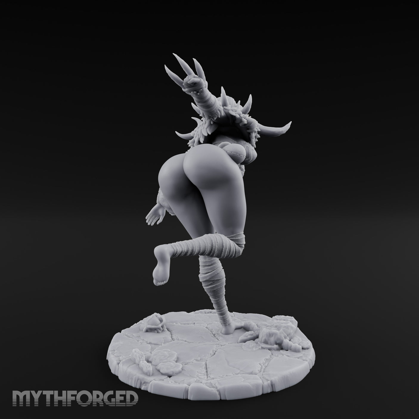 Knee Raised Charging Tiefling Warrior Miniature for Dungeons and Dragons, Pathfinder or other TTRPGs