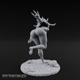 Knee Raised Charging Tiefling Warrior Miniature for Dungeons and Dragons, Pathfinder or other TTRPGs