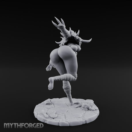 Knee Raised Charging Tiefling Warrior Miniature for Dungeons and Dragons, Pathfinder or other TTRPGs