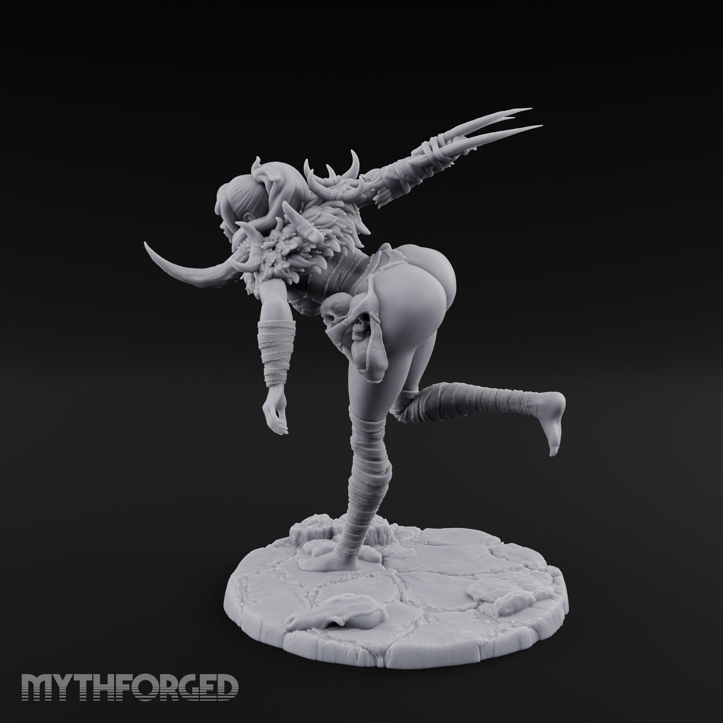 Knee Raised Charging Tiefling Warrior Miniature for Dungeons and Dragons, Pathfinder or other TTRPGs