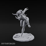 Knee Raised Charging Tiefling Warrior Miniature for Dungeons and Dragons, Pathfinder or other TTRPGs