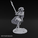Knee Rising Sword Aloft Human Warrior Miniature for Dungeons and Dragons, Pathfinder or other TTRPGs