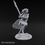 Knee Rising Sword Aloft Human Warrior Miniature for Dungeons and Dragons, Pathfinder or other TTRPGs