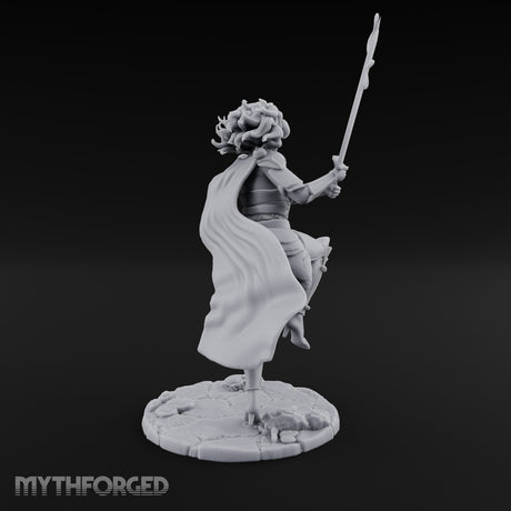 Knee Rising Sword Aloft Human Warrior Miniature for Dungeons and Dragons, Pathfinder or other TTRPGs