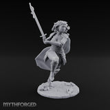 Knee Rising Sword Aloft Human Warrior Miniature for Dungeons and Dragons, Pathfinder or other TTRPGs