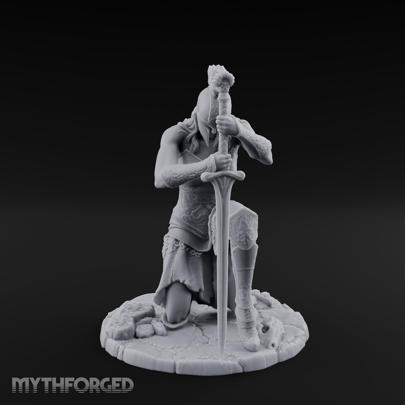 Kneeling In Prayer Human Paladin Miniature for Dungeons and Dragons, Pathfinder or other TTRPGs