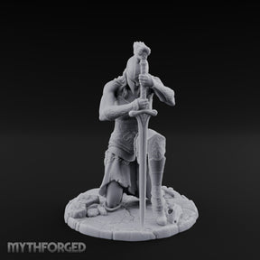 Kneeling In Prayer Human Paladin Miniature for Dungeons and Dragons, Pathfinder or other TTRPGs