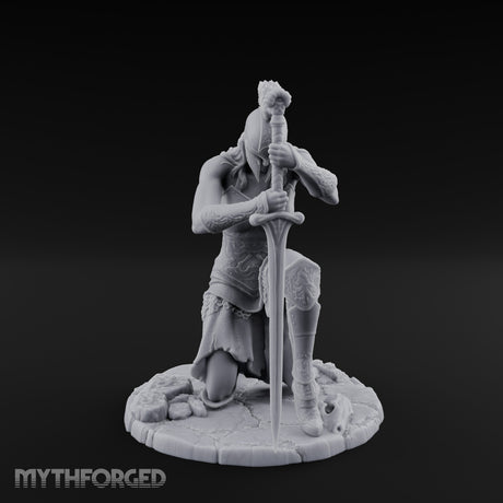 Kneeling In Prayer Human Paladin Miniature for Dungeons and Dragons, Pathfinder or other TTRPGs