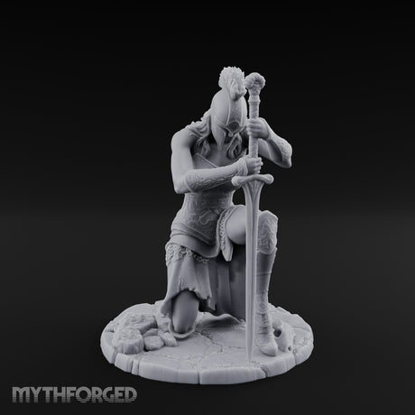 Kneeling In Prayer Human Paladin Miniature for Dungeons and Dragons, Pathfinder or other TTRPGs