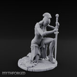 Kneeling In Prayer Human Paladin Miniature for Dungeons and Dragons, Pathfinder or other TTRPGs