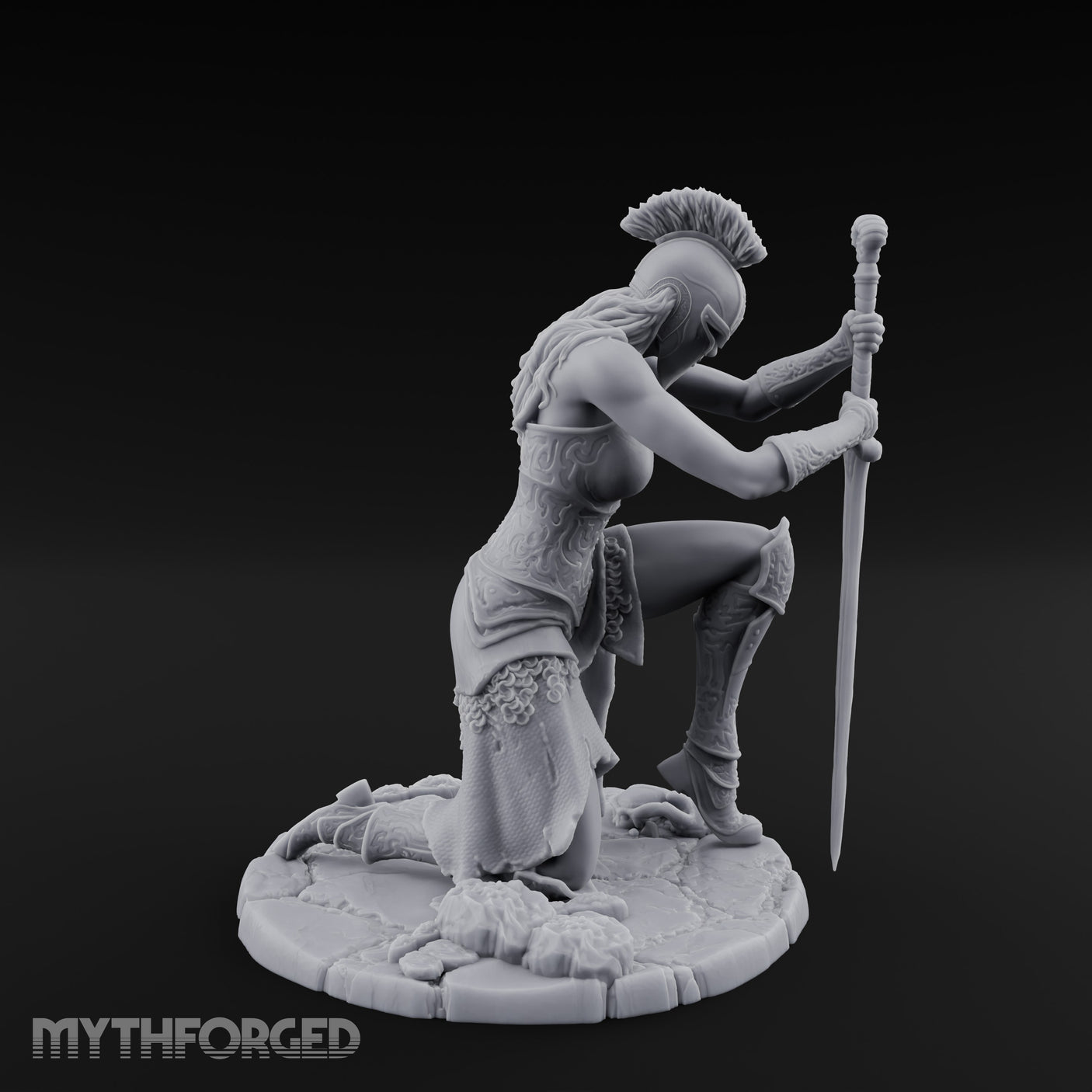 Kneeling In Prayer Human Paladin Miniature for Dungeons and Dragons, Pathfinder or other TTRPGs