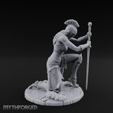Kneeling In Prayer Human Paladin Miniature for Dungeons and Dragons, Pathfinder or other TTRPGs