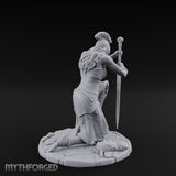 Kneeling In Prayer Human Paladin Miniature for Dungeons and Dragons, Pathfinder or other TTRPGs