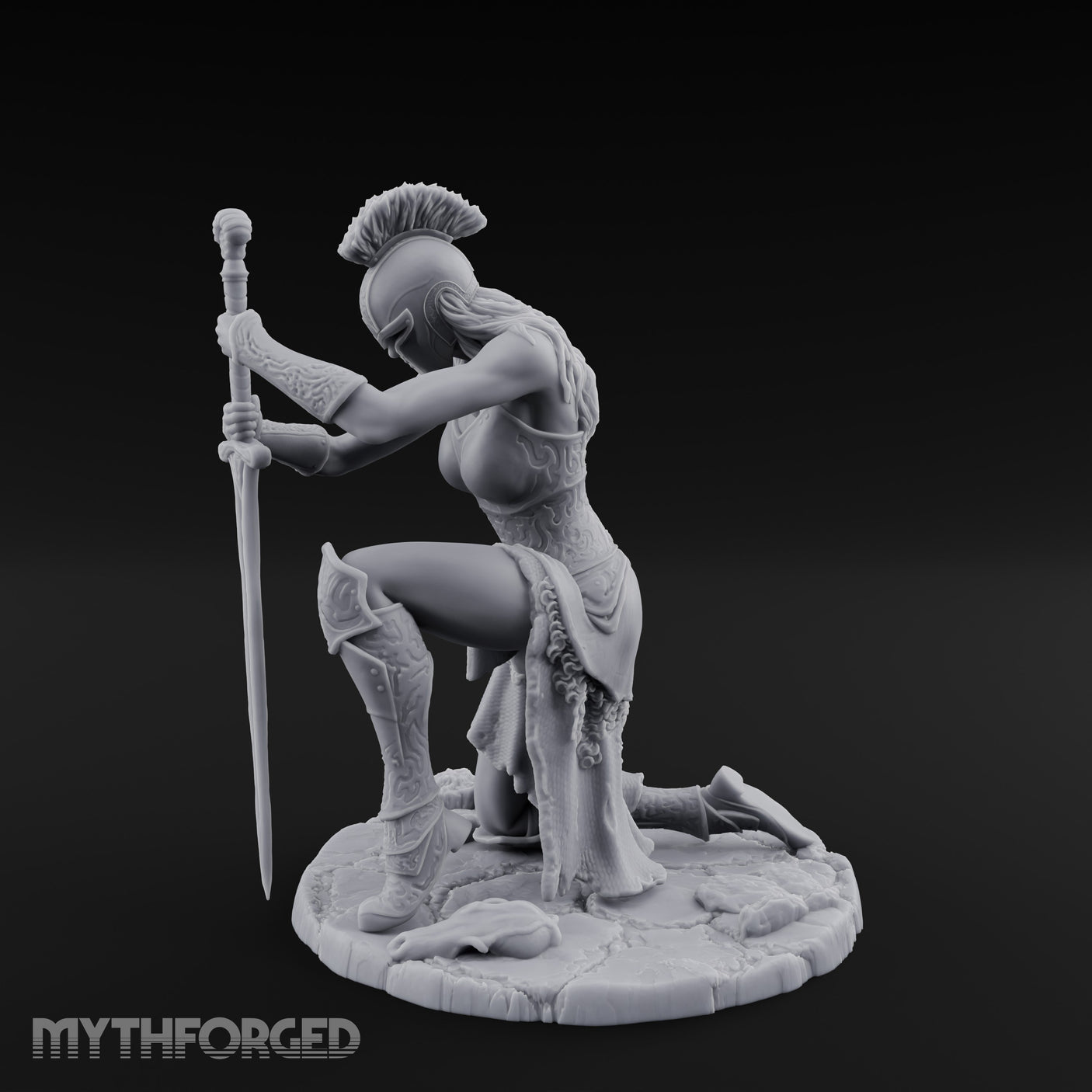 Kneeling In Prayer Human Paladin Miniature for Dungeons and Dragons, Pathfinder or other TTRPGs