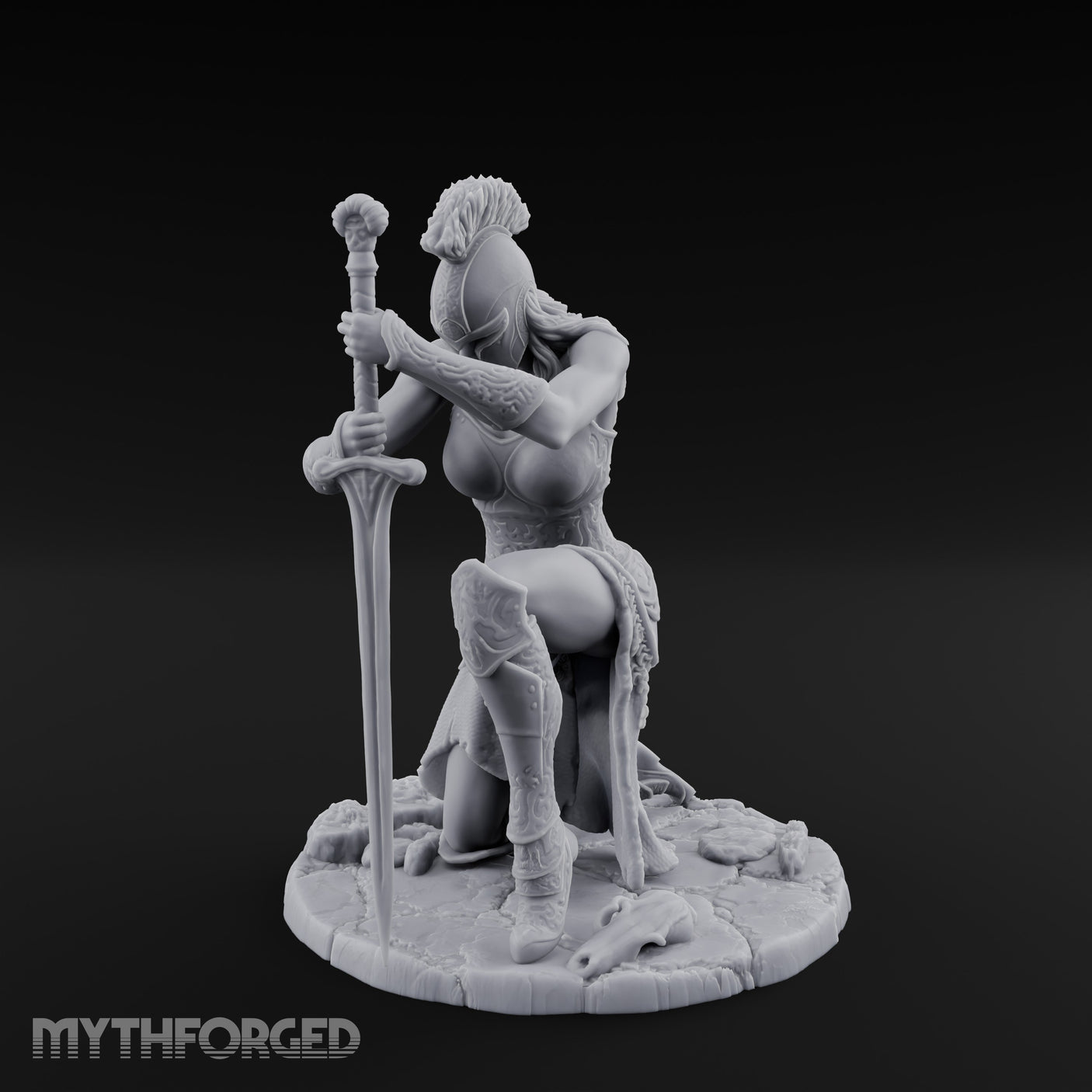 Kneeling In Prayer Human Paladin Miniature for Dungeons and Dragons, Pathfinder or other TTRPGs