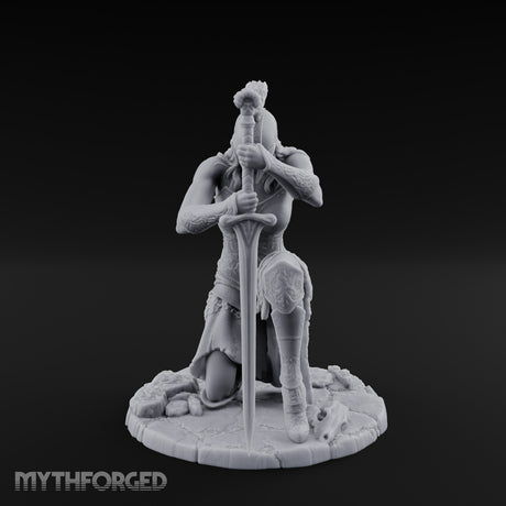 Kneeling In Prayer Human Paladin Miniature for Dungeons and Dragons, Pathfinder or other TTRPGs