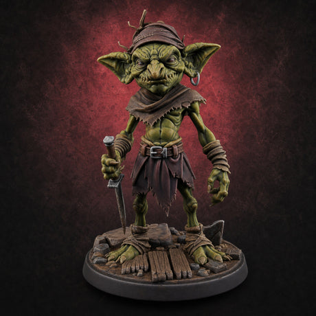 Knife Dragging Goblin Rogue — painted concept preview (miniature supplied unpainted)