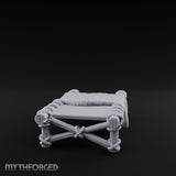 Knot-Rosette Cross-Braced Pirate Rope Cot Miniature for Dungeons and Dragons, Pathfinder or other TTRPGs
