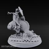 Fan Flourishing Koi Mage Miniature for Dungeons and Dragons, Pathfinder or other TTRPGs
