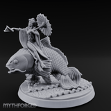 Fan Flourishing Koi Mage Miniature for Dungeons and Dragons, Pathfinder or other TTRPGs
