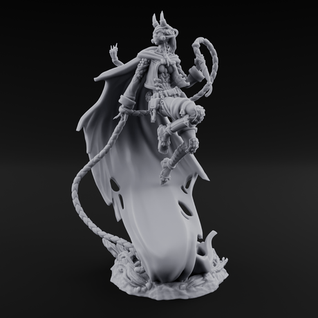Whip Cracking Descent Tiefling Warlock Miniature for Dungeons and Dragons, Pathfinder or other TTRPGs