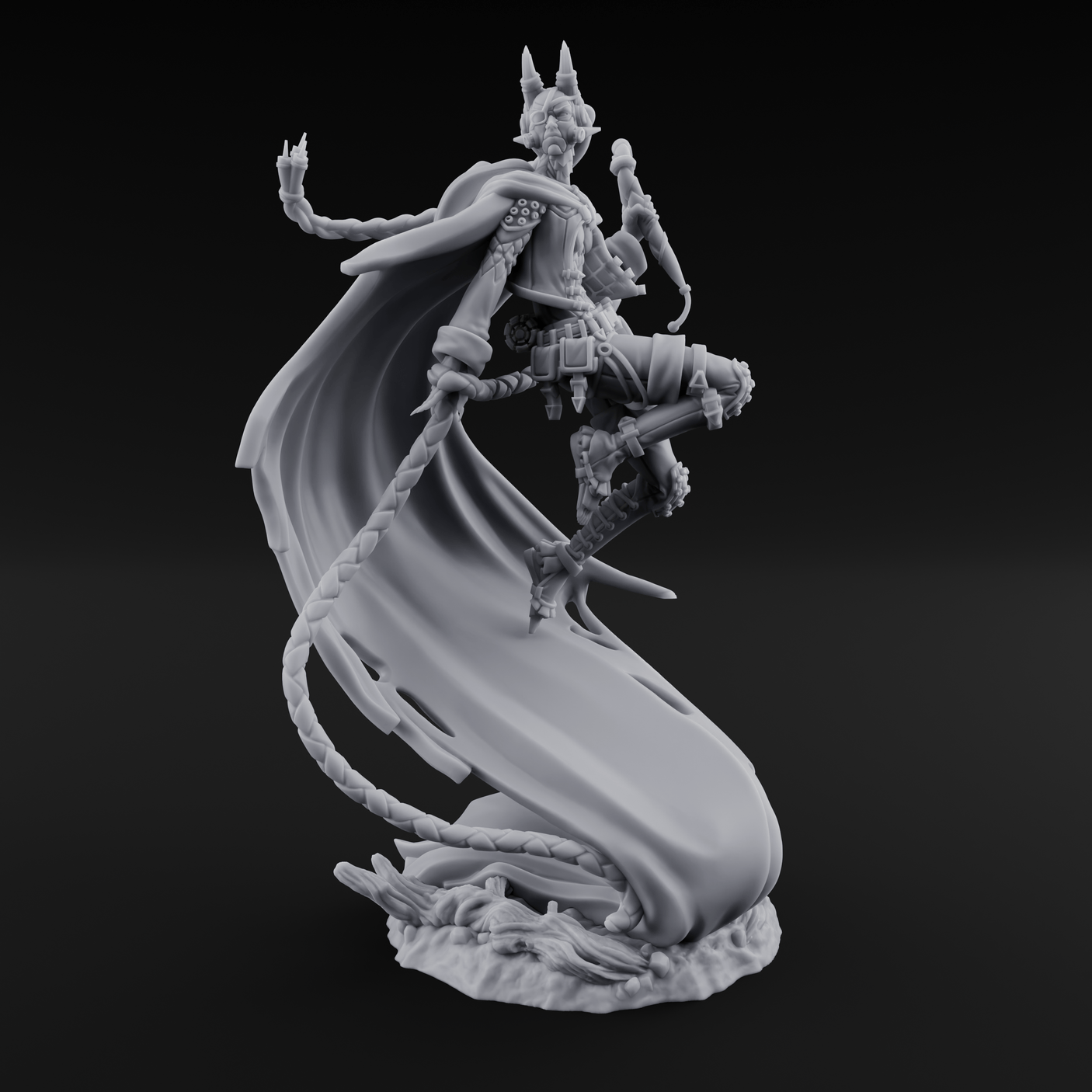 Whip Cracking Descent Tiefling Warlock Miniature for Dungeons and Dragons, Pathfinder or other TTRPGs