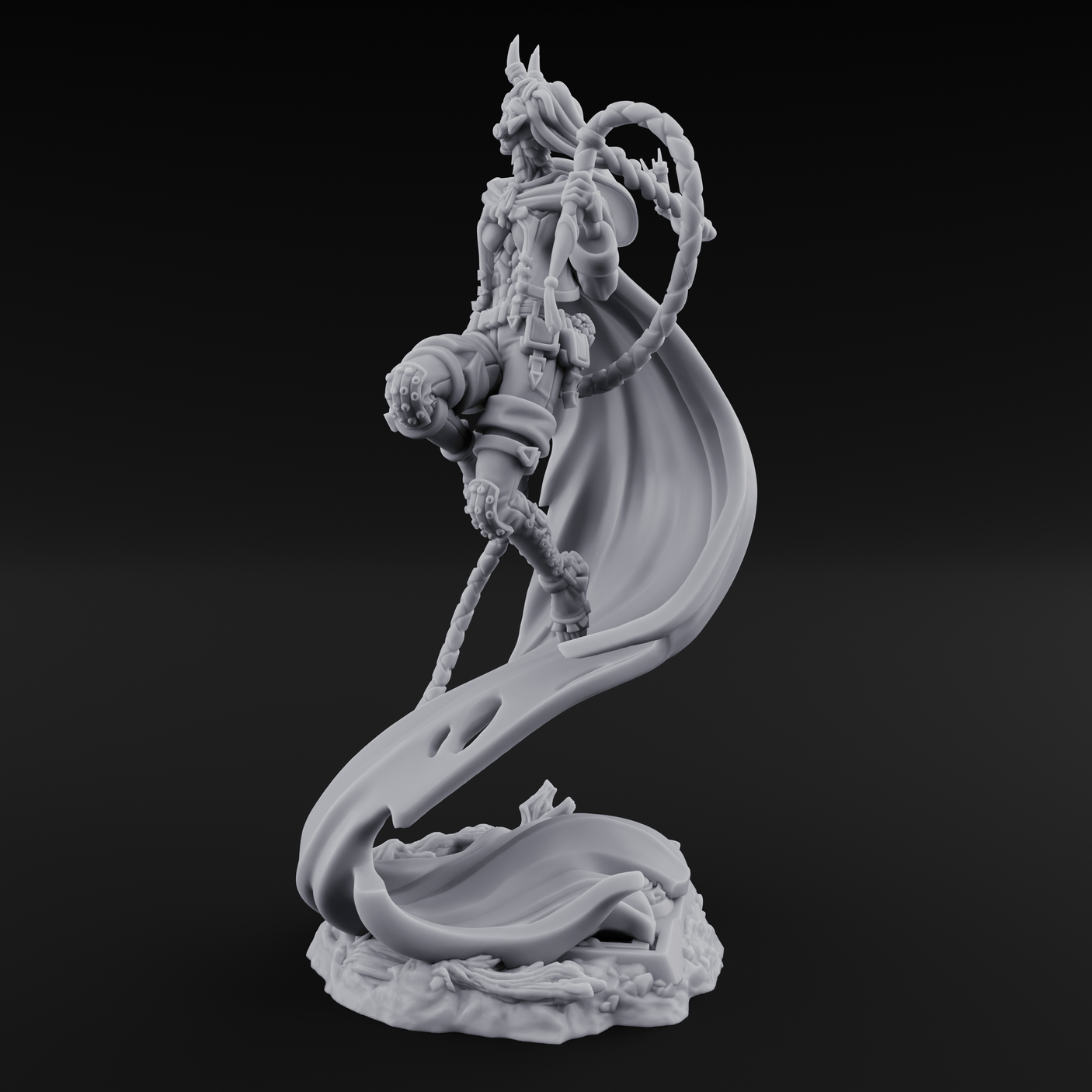 Whip Cracking Descent Tiefling Warlock Miniature for Dungeons and Dragons, Pathfinder or other TTRPGs