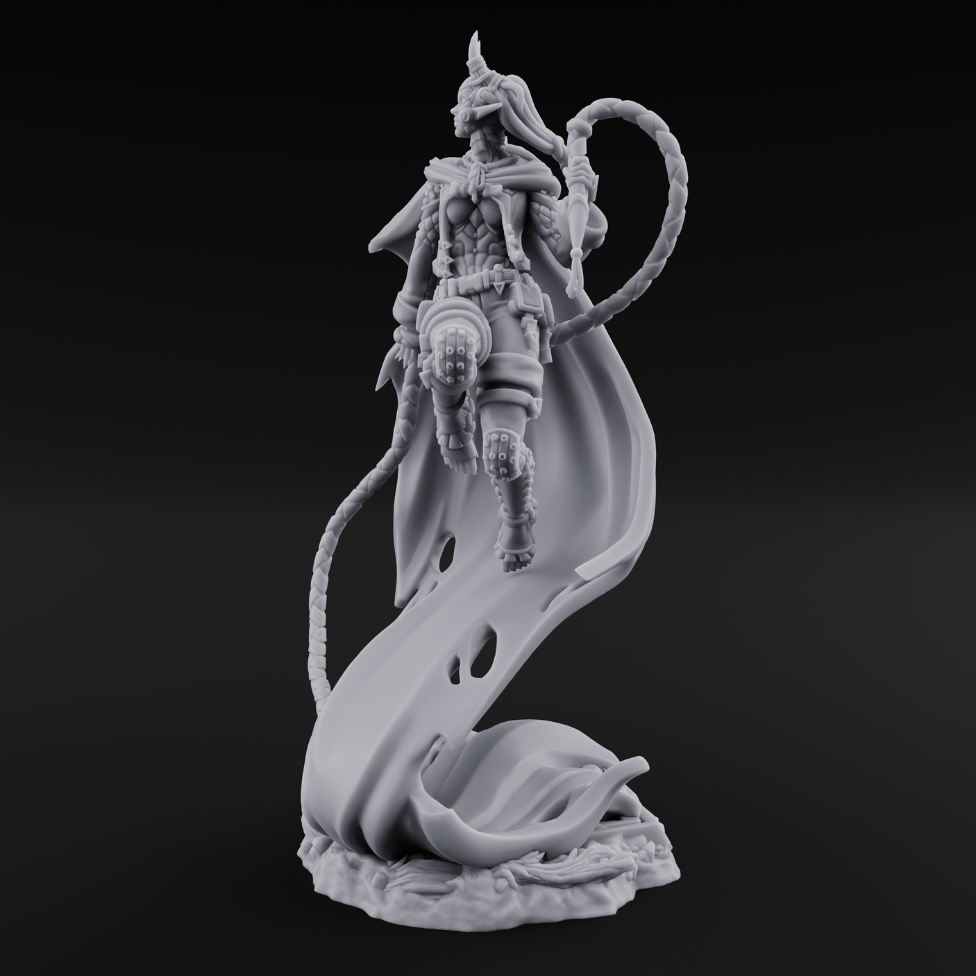 Whip Cracking Descent Tiefling Warlock Miniature for Dungeons and Dragons, Pathfinder or other TTRPGs