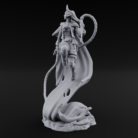 Whip Cracking Descent Tiefling Warlock Miniature for Dungeons and Dragons, Pathfinder or other TTRPGs