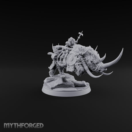 Tusks Out, Shield Slung Woolly Rhinoceros Mount
