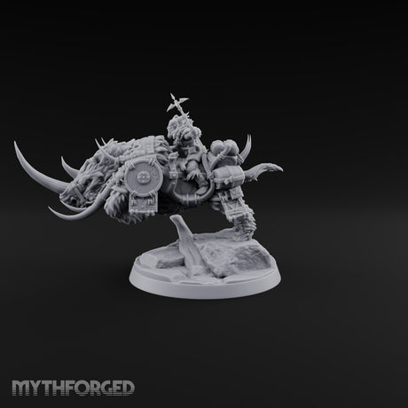 Tusks Out, Shield Slung Woolly Rhinoceros Mount