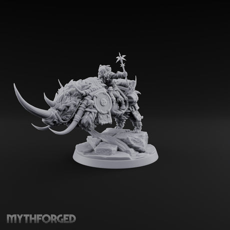 Tusks Out, Shield Slung Woolly Rhinoceros Mount