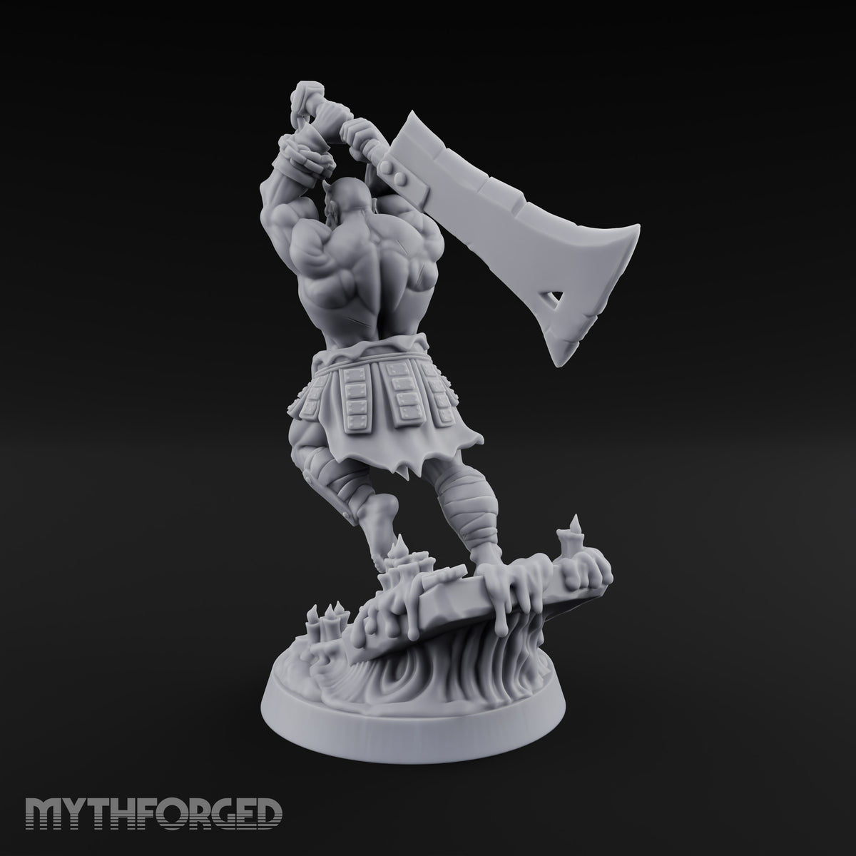 Overhead Cleave Orc Barbarian Miniature for Dungeons and Dragons, Pathfinder or other TTRPGs
