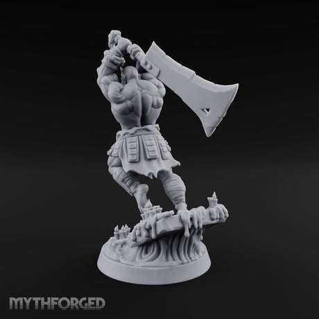 Overhead Cleave Orc Barbarian Miniature for Dungeons and Dragons, Pathfinder or other TTRPGs