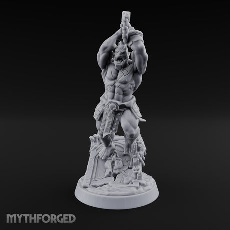 Overhead Cleave Orc Barbarian Miniature for Dungeons and Dragons, Pathfinder or other TTRPGs