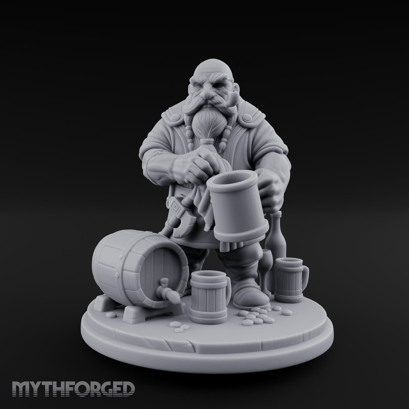 Tankard Toasting Dwarf Brewmaster Miniature for Dungeons and Dragons, Pathfinder or other TTRPGs