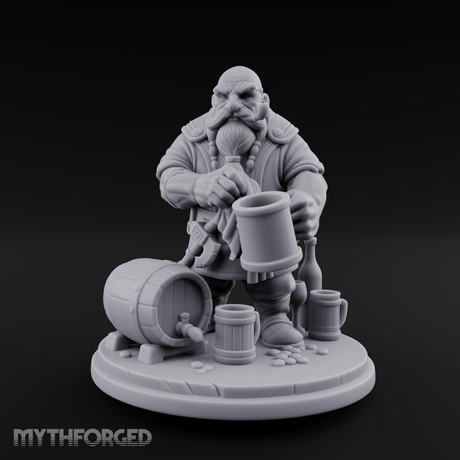 Tankard Toasting Dwarf Brewmaster Miniature for Dungeons and Dragons, Pathfinder or other TTRPGs