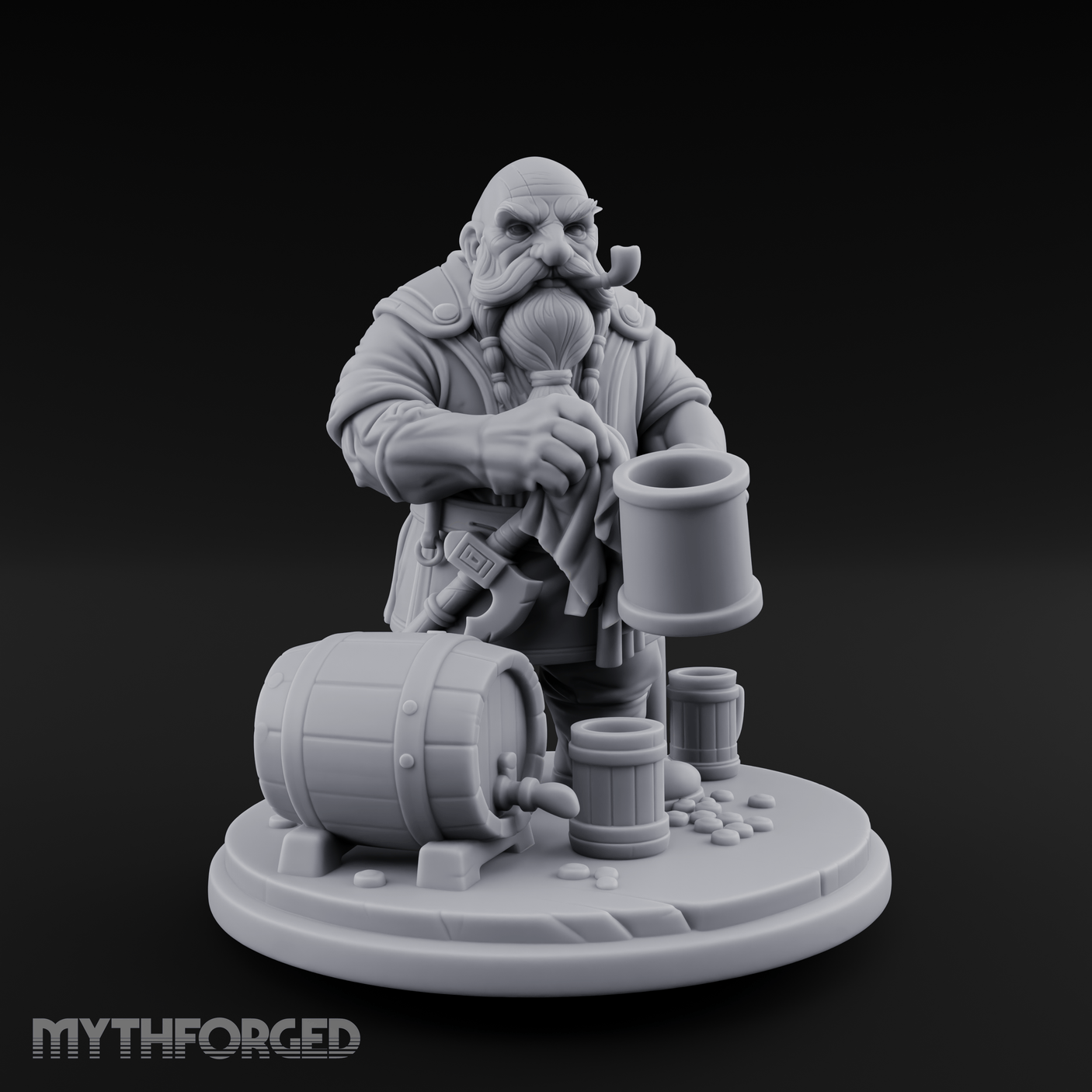 Tankard Toasting Dwarf Brewmaster Miniature for Dungeons and Dragons, Pathfinder or other TTRPGs