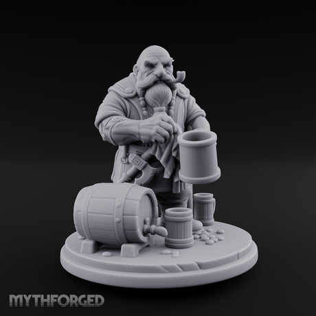 Tankard Toasting Dwarf Brewmaster Miniature for Dungeons and Dragons, Pathfinder or other TTRPGs