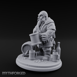 Tankard Toasting Dwarf Brewmaster Miniature for Dungeons and Dragons, Pathfinder or other TTRPGs