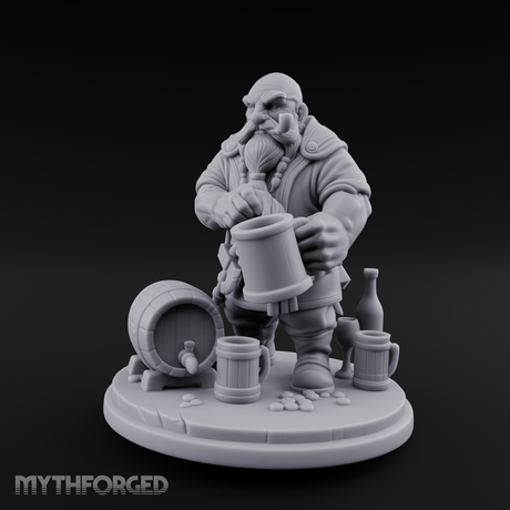 Tankard Toasting Dwarf Brewmaster Miniature for Dungeons and Dragons, Pathfinder or other TTRPGs