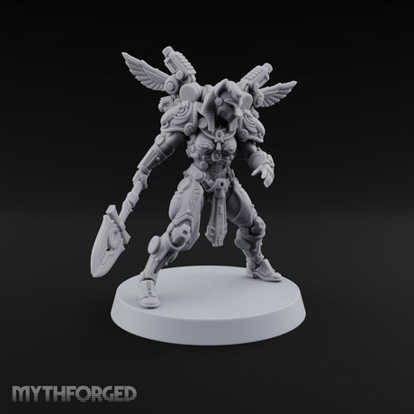The Temple Cat Went Orbital Tabaxi Female Warrior with Ankh Spear and Winged Backpack